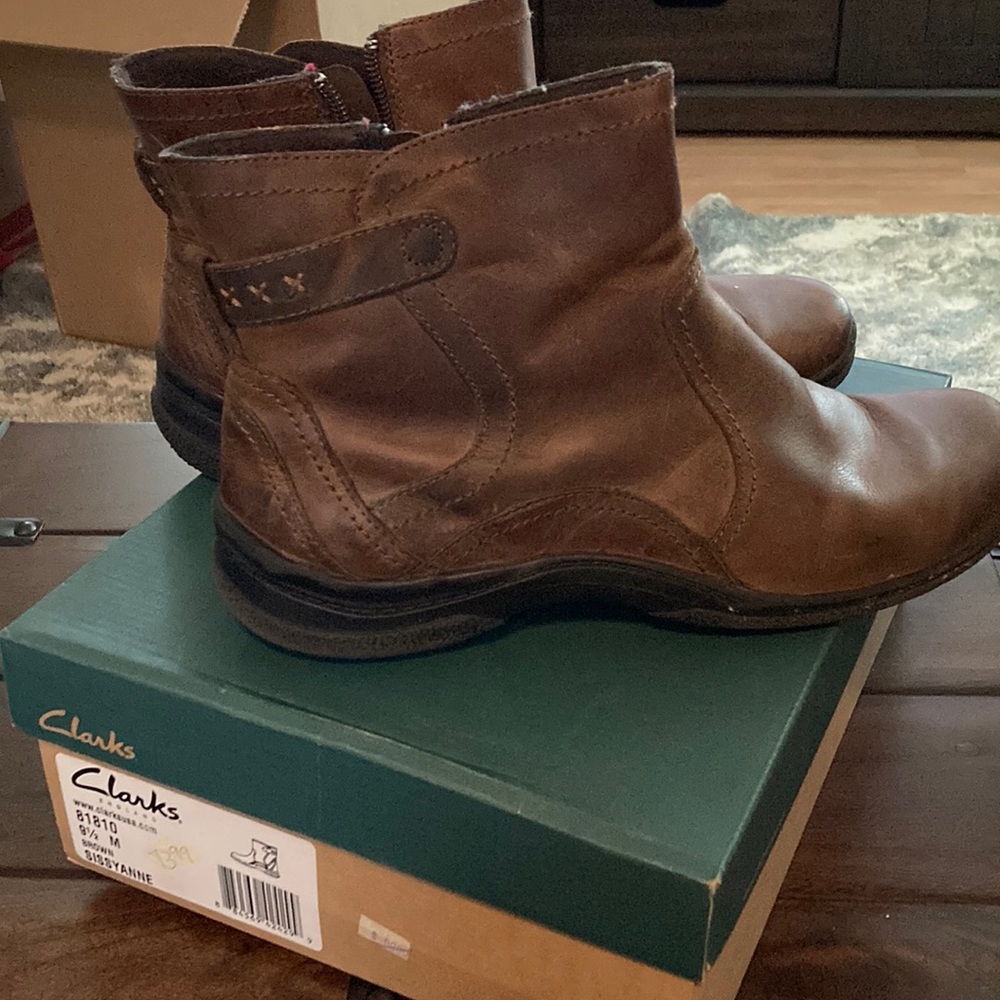 Clarks Brown Leather Sissyanne Ankle Boots